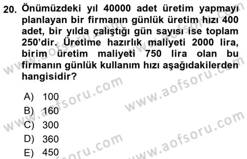 Uluslararası Lojistik Dersi 2019 - 2020 Yılı (Vize) Ara Sınav Soruları 20. Soru