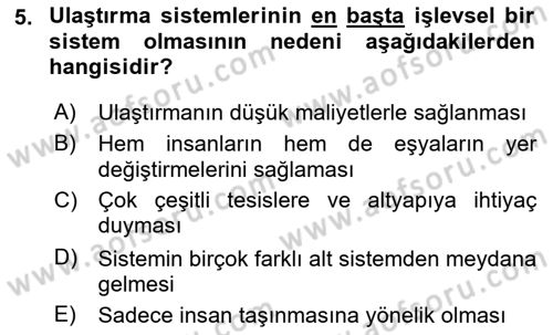 Uluslararası Lojistik Dersi Ara Sınavı Deneme Sınav Soruları 5. Soru