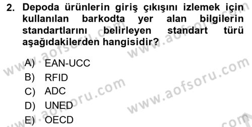Uluslararası Lojistik Dersi 2019 - 2020 Yılı (Final) Dönem Sonu Sınav Soruları 2. Soru