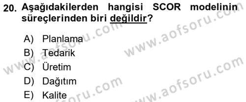 Uluslararası Lojistik Dersi 2019 - 2020 Yılı (Final) Dönem Sonu Sınavı 20. Soru