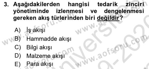 Uluslararası Lojistik Dersi 2019 - 2020 Yılı (Final) Dönem Sonu Sınav Soruları 3. Soru
