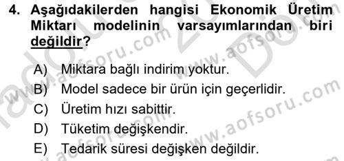 Uluslararası Lojistik Dersi 2019 - 2020 Yılı (Final) Dönem Sonu Sınav Soruları 4. Soru