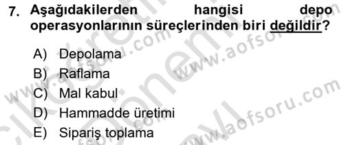 Uluslararası Lojistik Dersi 2019 - 2020 Yılı (Final) Dönem Sonu Sınav Soruları 7. Soru