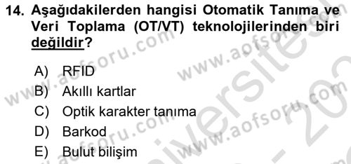 Uluslararası Lojistik Dersi 2020 - 2021 Yılı Yaz Okulu Sınav Soruları 14. Soru