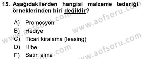Uluslararası Lojistik Dersi 2021 - 2022 Yılı (Vize) Ara Sınav Soruları 15. Soru