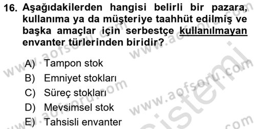 Uluslararası Lojistik Dersi Ara Sınavı Deneme Sınav Soruları 16. Soru