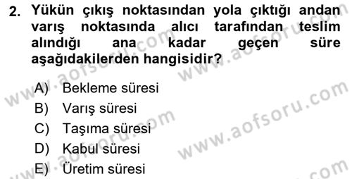Uluslararası Lojistik Dersi 2021 - 2022 Yılı (Vize) Ara Sınav Soruları 2. Soru