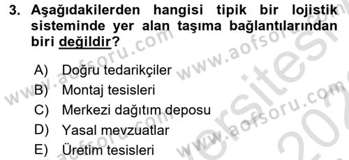 Uluslararası Lojistik Dersi 2021 - 2022 Yılı (Vize) Ara Sınav Soruları 3. Soru