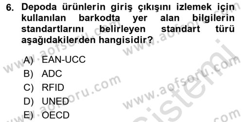 Uluslararası Lojistik Dersi 2021 - 2022 Yılı (Vize) Ara Sınav Soruları 6. Soru