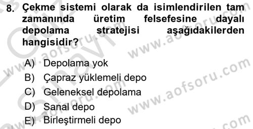 Uluslararası Lojistik Dersi Ara Sınavı Deneme Sınav Soruları 8. Soru