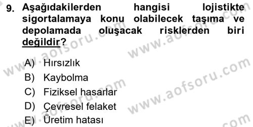 Uluslararası Lojistik Dersi 2021 - 2022 Yılı (Vize) Ara Sınav Soruları 9. Soru