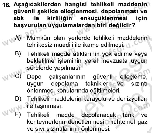 Uluslararası Lojistik Dersi 2021 - 2022 Yılı (Final) Dönem Sonu Sınavı 16. Soru