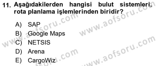 Uluslararası Lojistik Dersi 2021 - 2022 Yılı Yaz Okulu Sınav Soruları 11. Soru