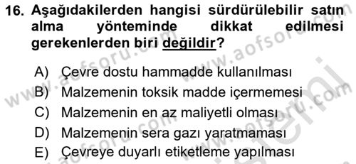 Uluslararası Lojistik Dersi 2021 - 2022 Yılı Yaz Okulu Sınav Soruları 16. Soru
