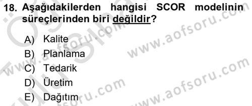 Uluslararası Lojistik Dersi 2021 - 2022 Yılı Yaz Okulu Sınav Soruları 18. Soru