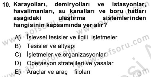 Uluslararası Lojistik Dersi 2022 - 2023 Yılı (Vize) Ara Sınavı 10. Soru