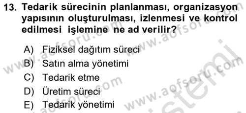 Uluslararası Lojistik Dersi Ara Sınavı Deneme Sınav Soruları 13. Soru