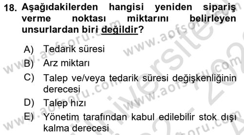 Uluslararası Lojistik Dersi 2022 - 2023 Yılı (Vize) Ara Sınav Soruları 18. Soru