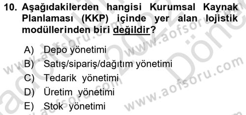 Uluslararası Lojistik Dersi 2022 - 2023 Yılı (Final) Dönem Sonu Sınav Soruları 10. Soru