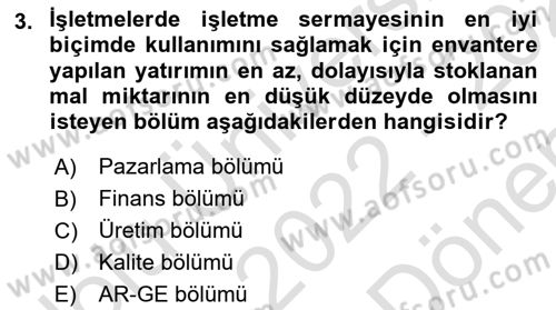 Uluslararası Lojistik Dersi 2022 - 2023 Yılı (Final) Dönem Sonu Sınav Soruları 3. Soru