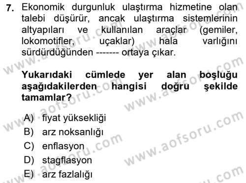 Uluslararası Lojistik Dersi 2022 - 2023 Yılı (Final) Dönem Sonu Sınav Soruları 7. Soru