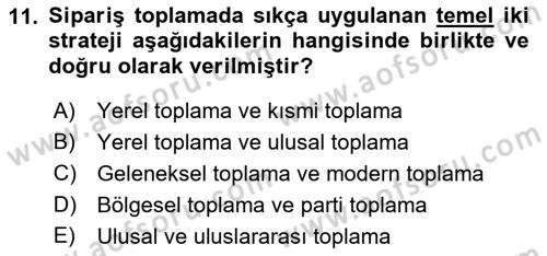 Uluslararası Lojistik Dersi 2022 - 2023 Yılı Yaz Okulu Sınav Soruları 11. Soru