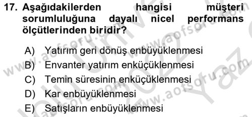 Uluslararası Lojistik Dersi 2022 - 2023 Yılı Yaz Okulu Sınav Soruları 17. Soru