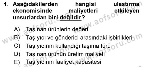 Uluslararası Lojistik Dersi 2023 - 2024 Yılı (Vize) Ara Sınav Soruları 1. Soru