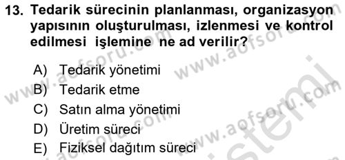 Uluslararası Lojistik Dersi 2023 - 2024 Yılı (Vize) Ara Sınav Soruları 13. Soru