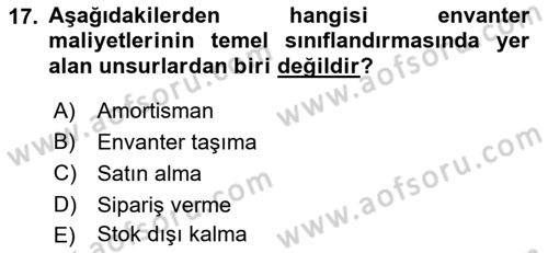 Uluslararası Lojistik Dersi 2023 - 2024 Yılı (Vize) Ara Sınav Soruları 17. Soru
