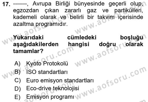 Uluslararası Lojistik Dersi 2023 - 2024 Yılı (Final) Dönem Sonu Sınav Soruları 17. Soru
