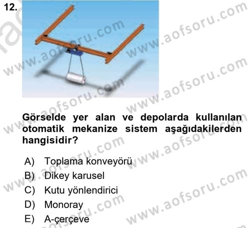 Uluslararası Lojistik Dersi 2023 - 2024 Yılı Yaz Okulu Sınav Soruları 12. Soru