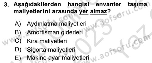 Uluslararası Lojistik Dersi 2023 - 2024 Yılı Yaz Okulu Sınav Soruları 3. Soru