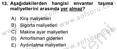 Uluslararası Lojistik Dersi Ara Sınavı Deneme Sınav Soruları 13. Soru