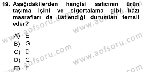 Uluslararası Lojistik Dersi 2024 - 2025 Yılı (Vize) Ara Sınav Soruları 19. Soru