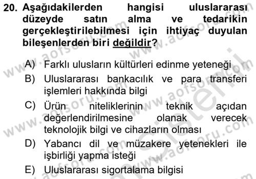 Uluslararası Lojistik Dersi 2024 - 2025 Yılı (Vize) Ara Sınav Soruları 20. Soru