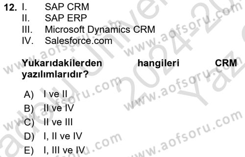 Uluslararası Lojistik Dersi 2024 - 2025 Yılı Yaz Okulu Sınav Soruları 12. Soru