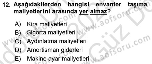 Uluslararası Lojistik Dersi 2025 - 2026 Yılı (Vize) Ara Sınav Soruları 12. Soru