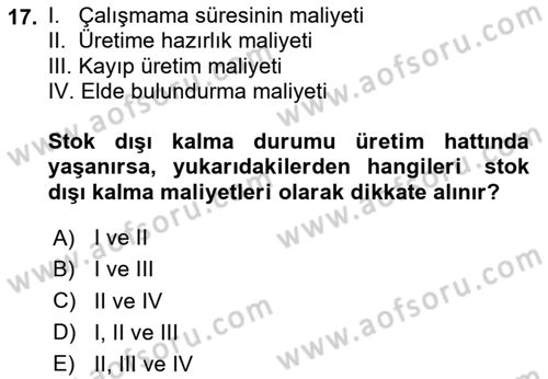 Uluslararası Lojistik Dersi 2025 - 2026 Yılı (Vize) Ara Sınav Soruları 17. Soru