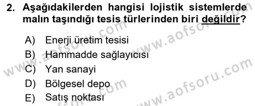 Uluslararası Lojistik Dersi 2025 - 2026 Yılı (Vize) Ara Sınav Soruları 2. Soru