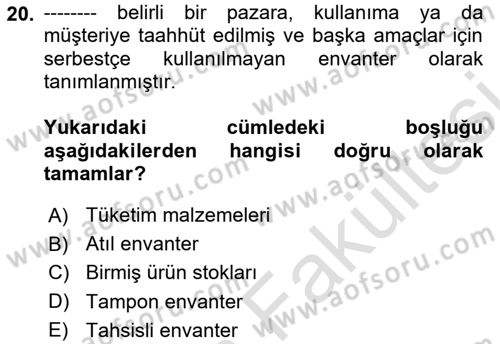 Uluslararası Lojistik Dersi 2025 - 2026 Yılı (Vize) Ara Sınav Soruları 20. Soru