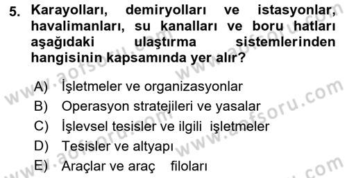 Uluslararası Lojistik Dersi 2025 - 2026 Yılı (Vize) Ara Sınav Soruları 5. Soru