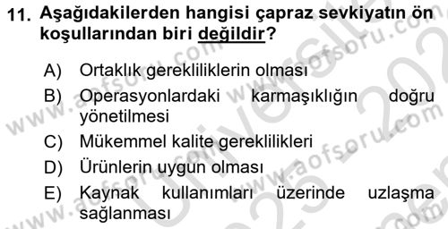 Uluslararası Lojistik Dersi 2025 - 2026 Yılı (Final) Dönem Sonu Sınav Soruları 11. Soru