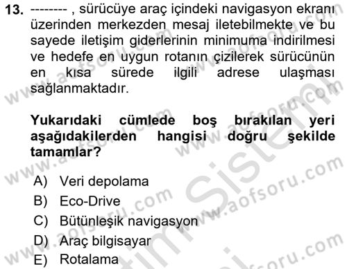 Uluslararası Lojistik Dersi 2025 - 2026 Yılı (Final) Dönem Sonu Sınav Soruları 13. Soru