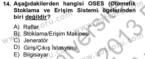 Lojistikte Teknoloji Kullanımı Dersi 2012 - 2013 Yılı (Vize) Ara Sınav Soruları 14. Soru