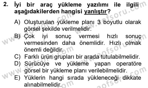 Lojistikte Teknoloji Kullanımı Dersi 2012 - 2013 Yılı (Vize) Ara Sınav Soruları 2. Soru