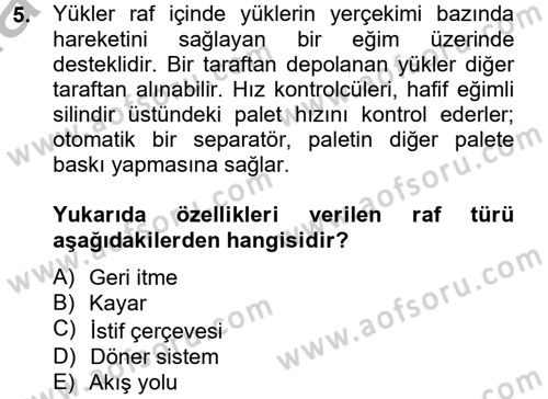 Lojistikte Teknoloji Kullanımı Dersi 2012 - 2013 Yılı (Vize) Ara Sınav Soruları 5. Soru