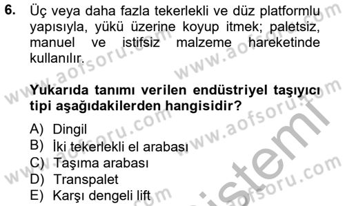Lojistikte Teknoloji Kullanımı Dersi 2012 - 2013 Yılı (Vize) Ara Sınav Soruları 6. Soru