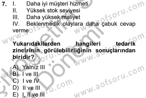 Lojistikte Teknoloji Kullanımı Dersi 2012 - 2013 Yılı (Vize) Ara Sınav Soruları 7. Soru