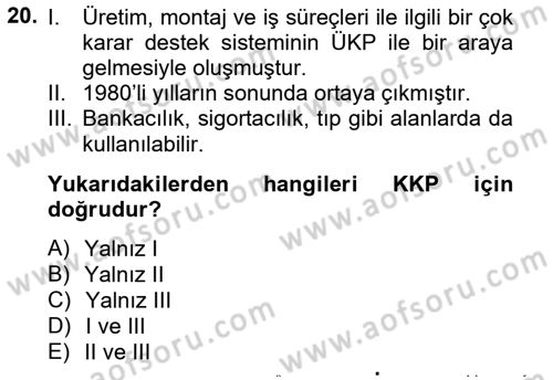 Lojistikte Teknoloji Kullanımı Dersi 2012 - 2013 Yılı (Final) Dönem Sonu Sınav Soruları 20. Soru